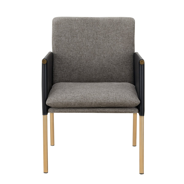 Modrest Engel - Modern Dark Grey Vegan Leather + Grey Fabric + Antique Brass Dining Chair