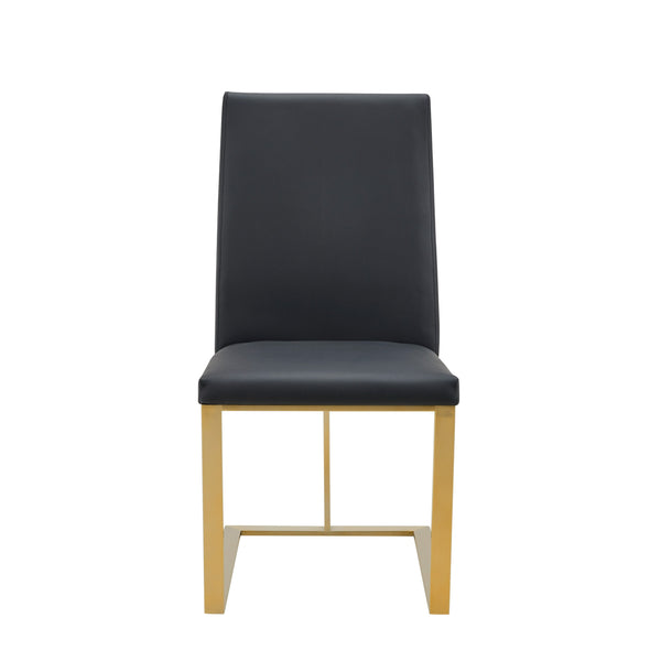 Modrest Frankie - Modern Dark Grey Vegan Leather + Antique Brass Dining Chair