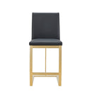Modrest Frankie - Modern Dark Grey Vegan Lether + Antique Brass Counter Stool