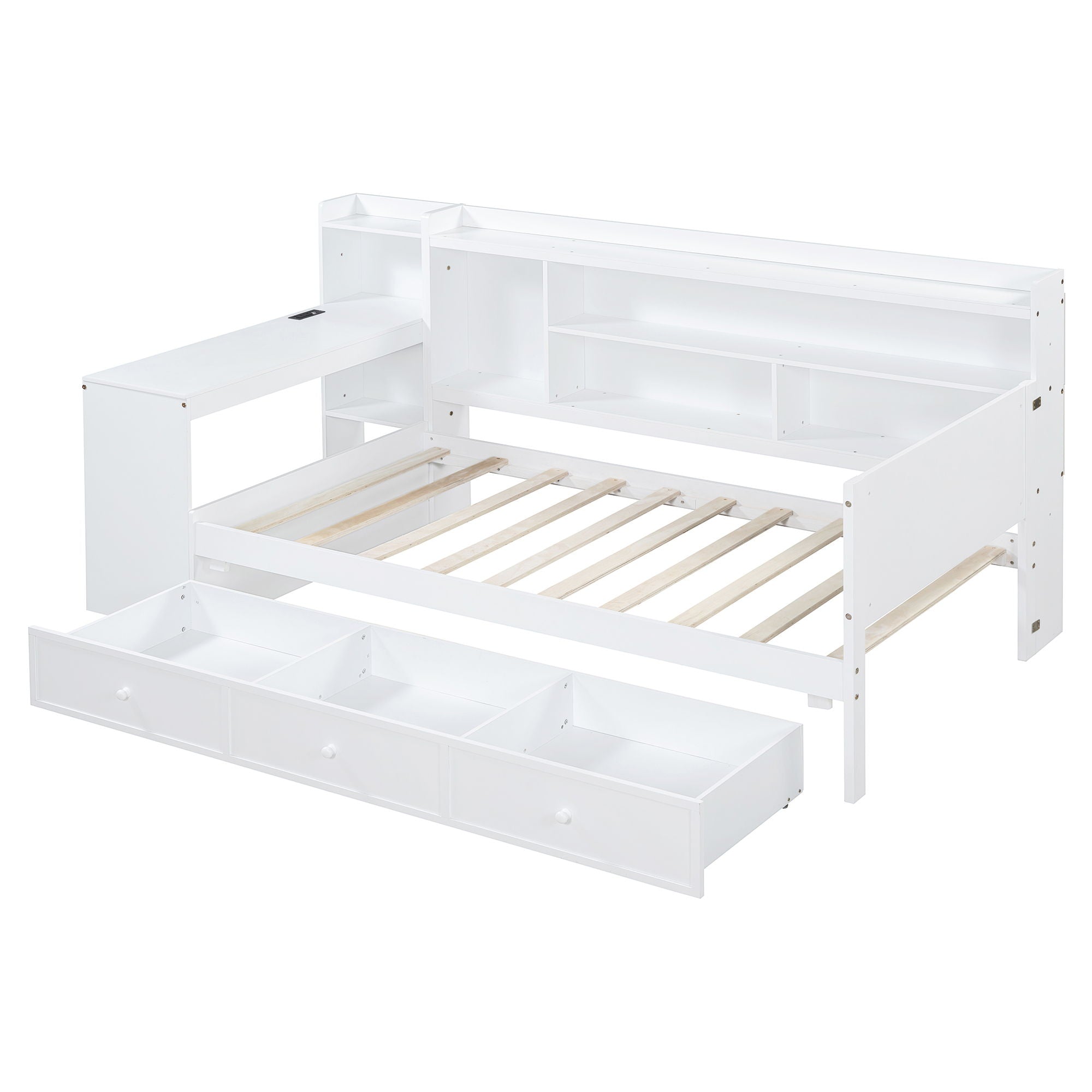 Daybed With 3 Drawers USB Ports And Desk