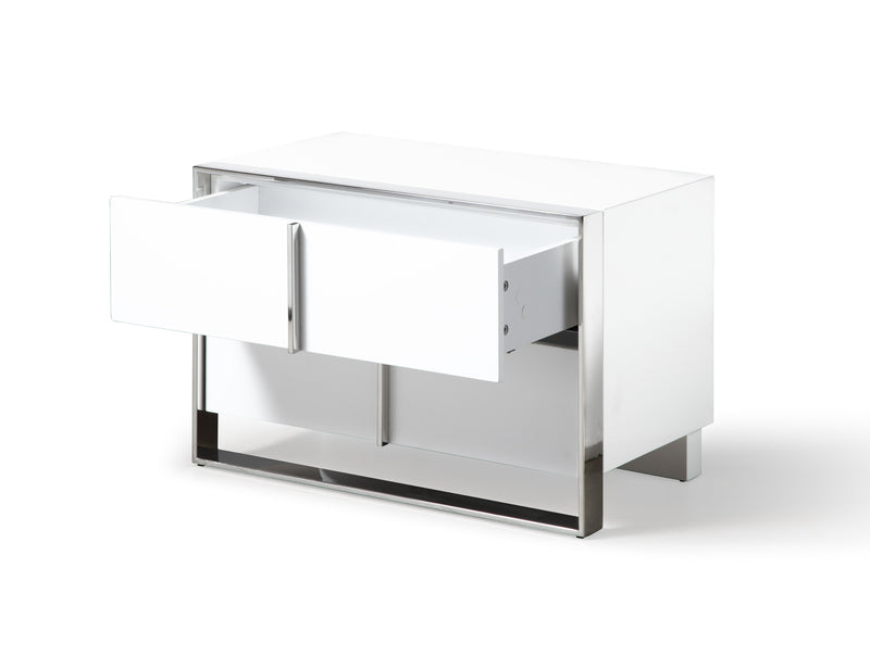 Modrest Cartier - Modern White + Stainless Steel Nightstand