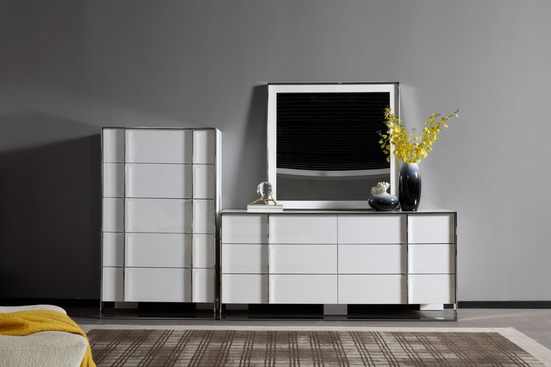Modrest Cartier - Modern White + Stainless Steel Mirror
