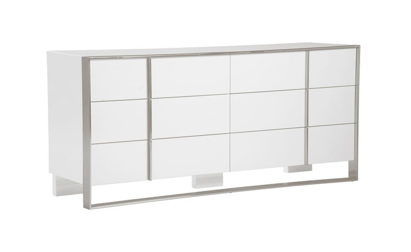 Modrest Cartier - Modern White + Stainless Steel Dresser