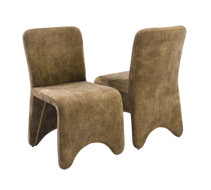 Modrest Ditka - Modern Camel Velvet Dining Chair (Set of 2)