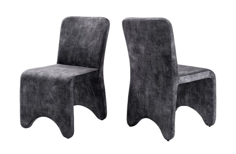 Modrest Ditka - Modern Grey Velvet Dining Chair (Set of 2)