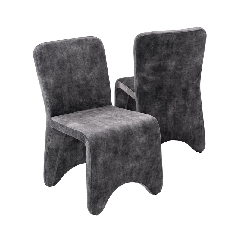 Modrest Ditka - Modern Grey Velvet Dining Chair (Set of 2)
