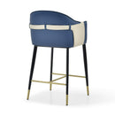 Modrest Calderon - Modern Blue & Beige Vegan Leather Counter Chair