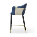 Modrest Calderon - Modern Blue & Beige Vegan Leather Counter Chair