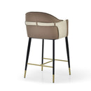 Modrest Calderon - Modern Brown & Beige Vegan Leather Counter Chair