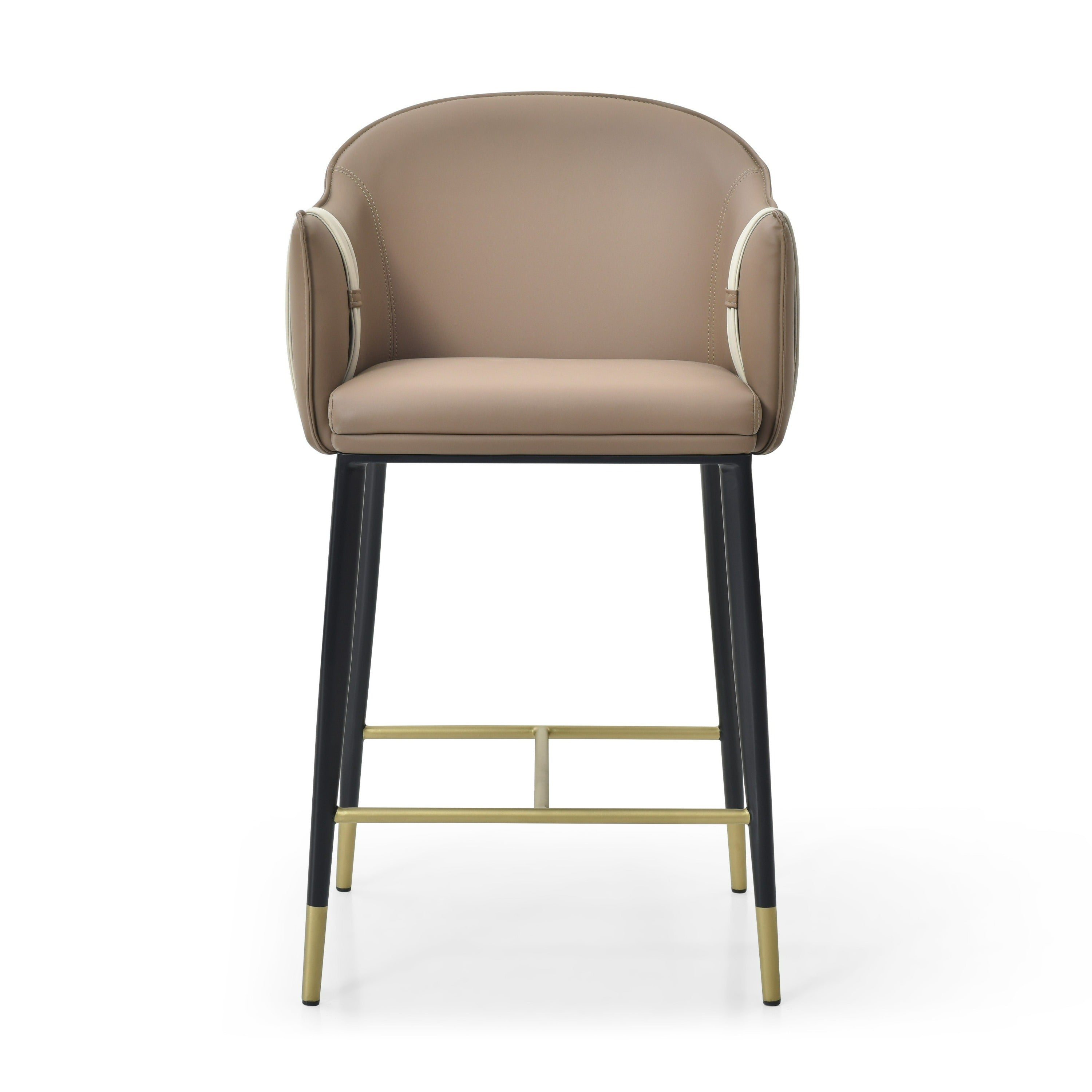 Modrest Calderon - Modern Brown & Beige Vegan Leather Counter Chair