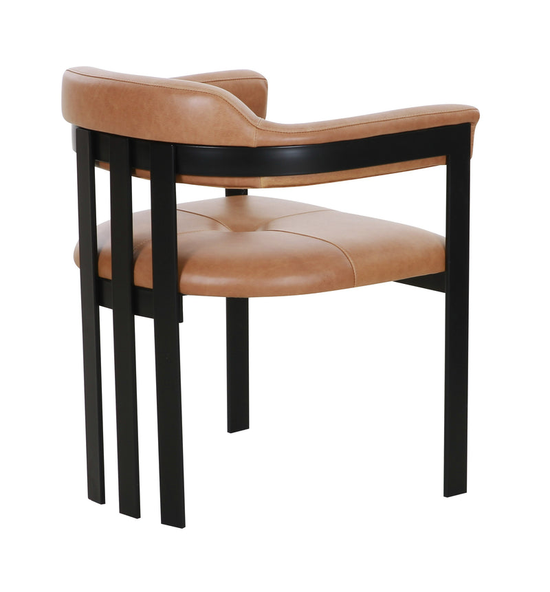 Modrest Hazen - Modern Camel Leather + Black Iron Dining Chair