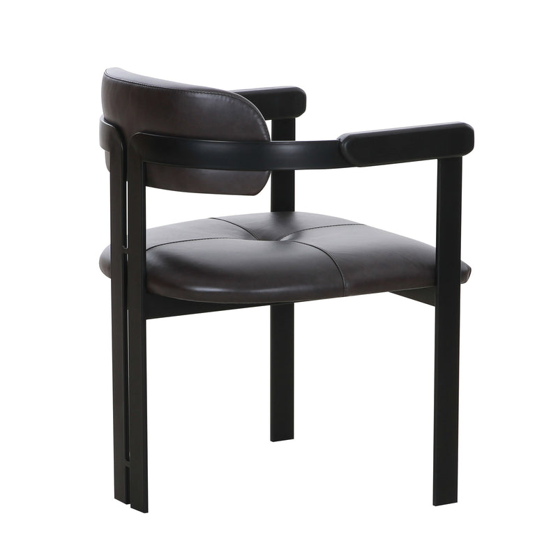 Modrst Aneta - Modern Dark Brown Leather + Black Dining Chair