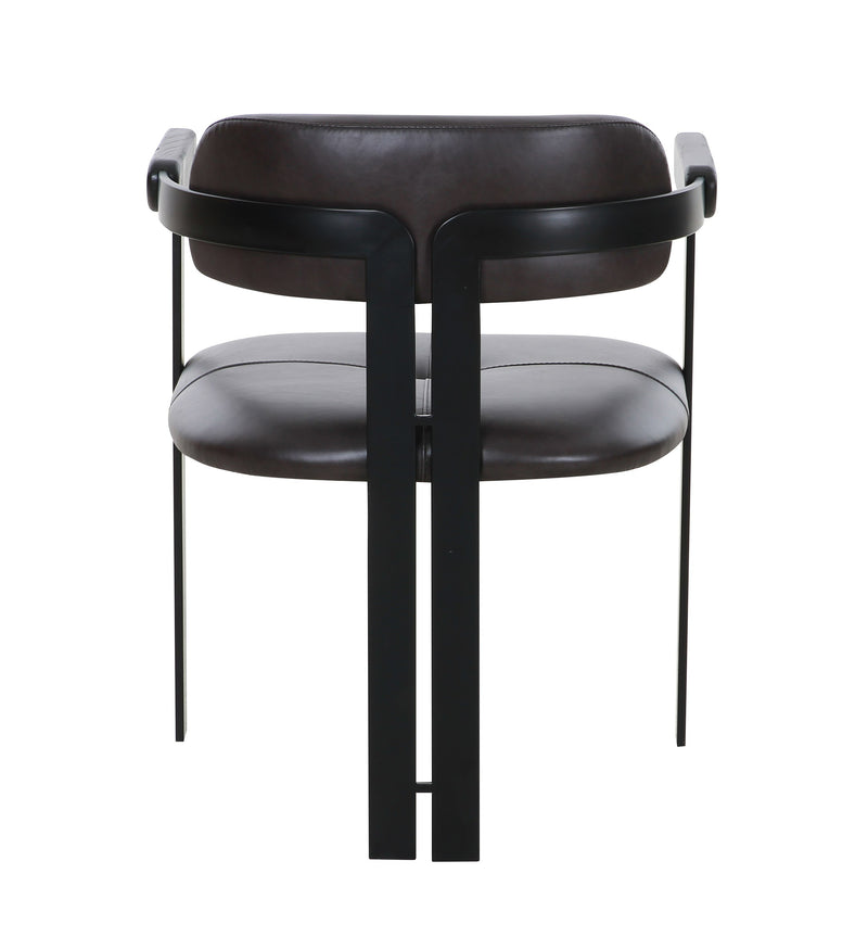 Modrst Aneta - Modern Dark Brown Leather + Black Dining Chair