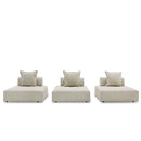 Divani Casa Mondo - Modern 3 Seat Modular Beige Fabric Sectional