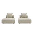 Divani Casa Mondo - Modern 2 Seat Modular Beige Fabric Sectional
