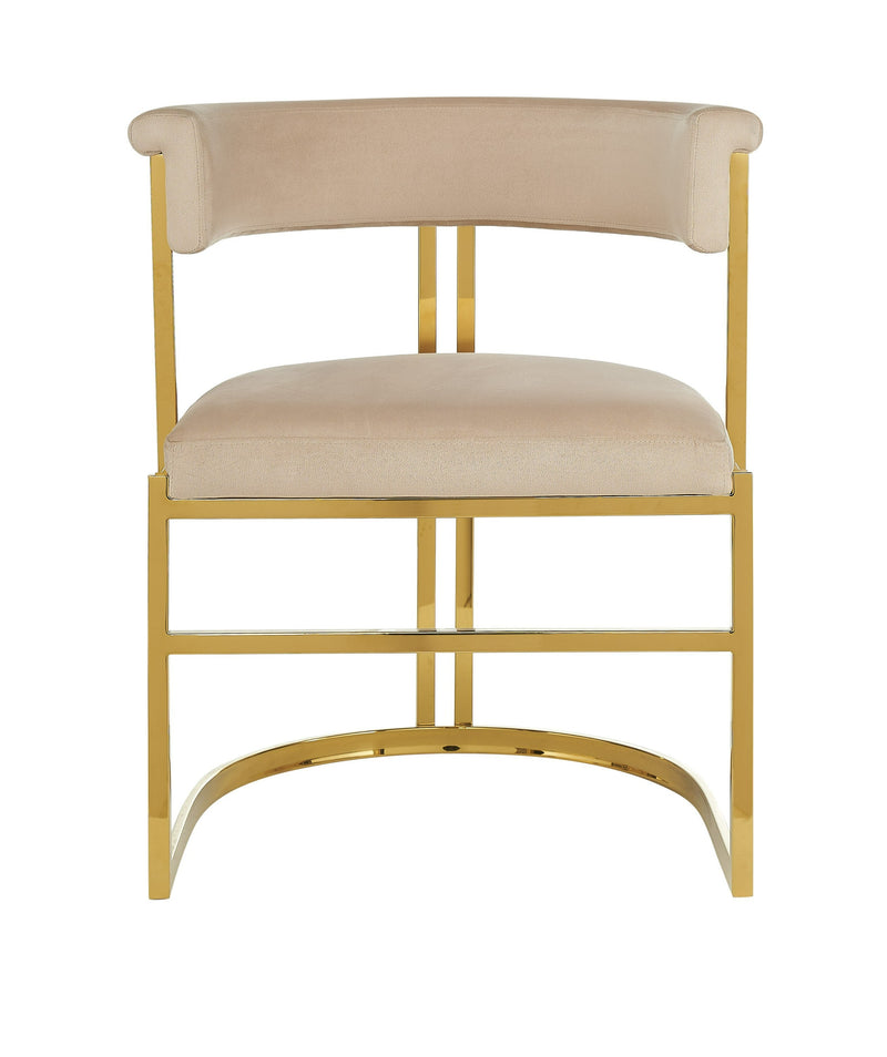 Modrest Munith - Modern Beige Velvet + Gold Dining Chair