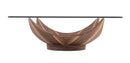 Modrest Sunset - Contemporary Glass + Walnut Square Coffee Table