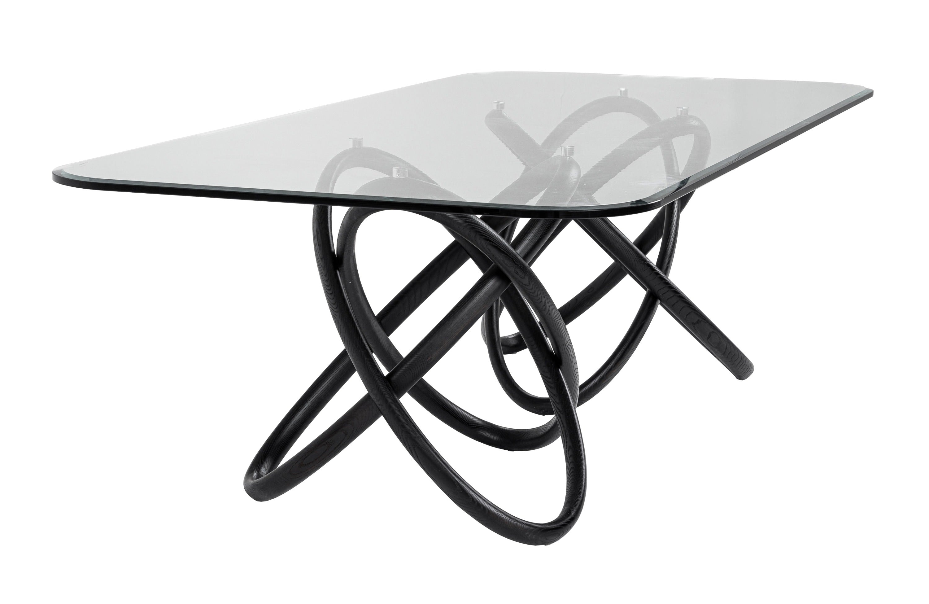 Modrest Mason Modern Glass & Black Ash Dining Table