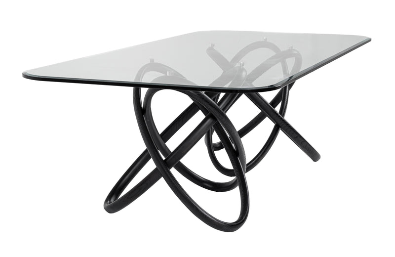 Modrest Mason Modern Glass & Black Ash Dining Table