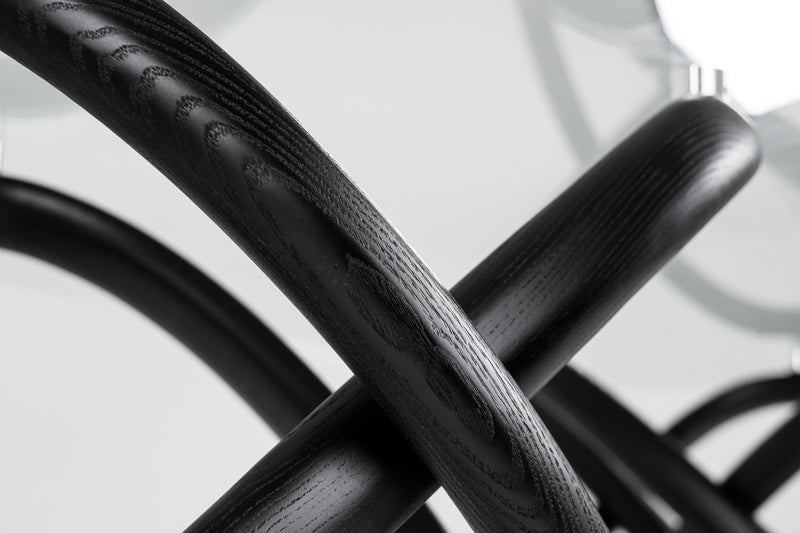 Modrest Mason Modern Glass & Black Ash Dining Table