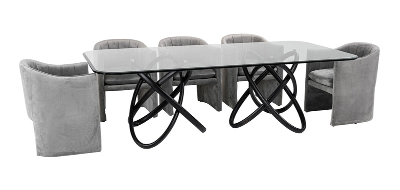 Modrest Mason Modern Glass & Black Ash Dining Table