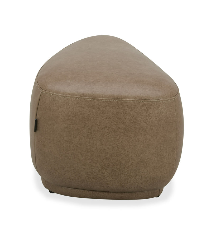 Divani Casa Kinsey - Modern Tan Leather Small River Rock Ottoman
