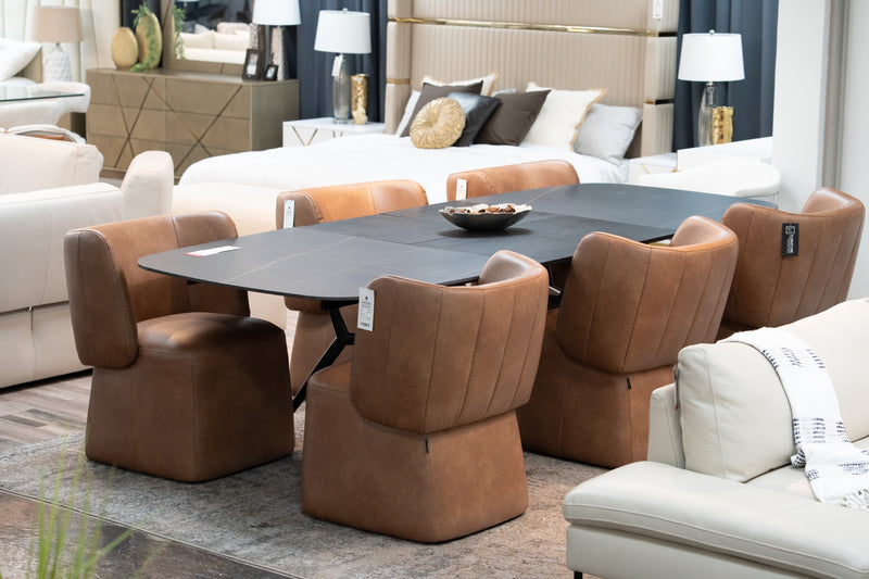 Modrest Suzie - Modern Ceramic + Black Ash Extendable Dining Table