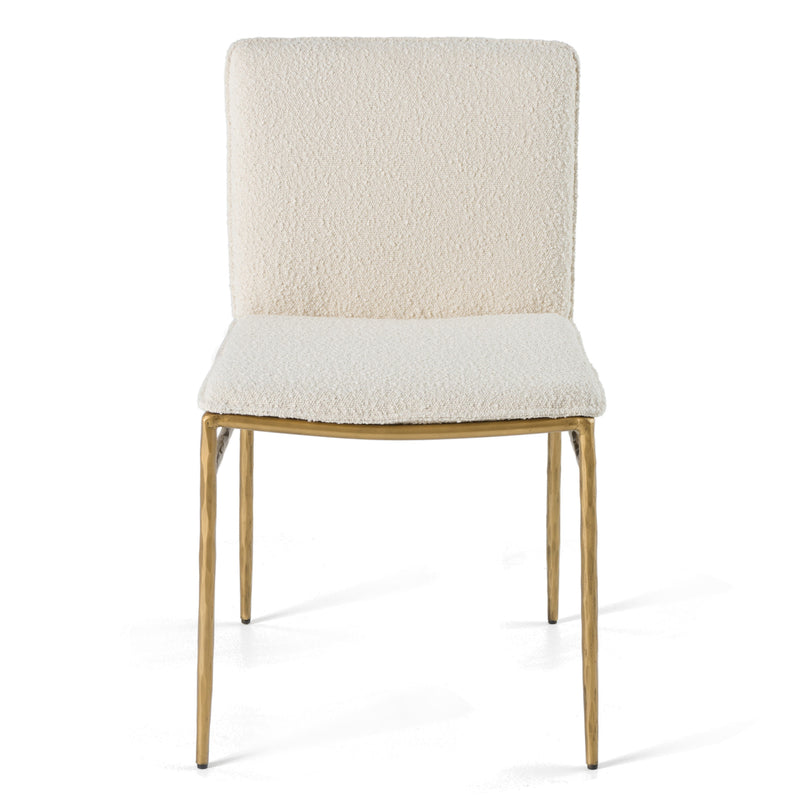 Modrest Atlanta - Modern Off-White Fabric & Brass Dining Chair