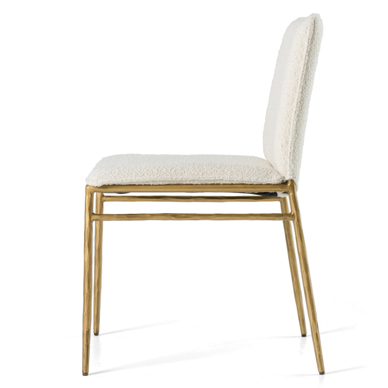 Modrest Atlanta - Modern Off-White Fabric & Brass Dining Chair