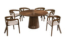 Modrest Weiss - Mid-Century Modern Walnut Round Dining Table + 6 Chair Set