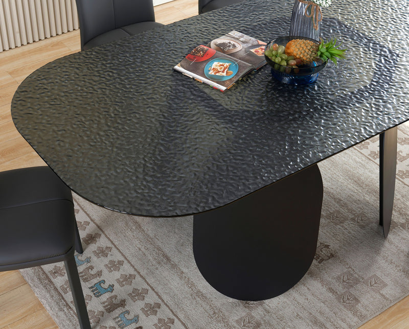 Modrest Maxine - Modern Hammered Grey Glass Rectangular Dining Table