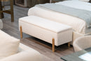Modrest Electra - Modern Ivory Fabric + Rubberwood Bench With Storage