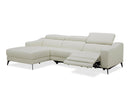 Modrest Rampart - Modern L-Shape LAF White Leather Sectional Sofa with 1 Recliner