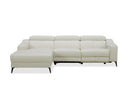 Modrest Rampart - Modern L-Shape LAF White Leather Sectional Sofa with 1 Recliner