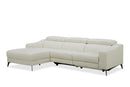 Modrest Rampart - Modern L-Shape LAF White Leather Sectional Sofa with 1 Recliner