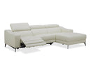 Modrest Rampart - Modern L-Shape RAF White Leather Sectional Sofa with 1 Recliner