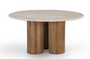 Modrest Hayden - Modern Marble + Wood Round Coffee Table