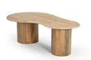 Modrest Sanford - Modern Travertine Marble + Wood Freeform Coffee Table