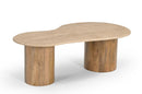 Modrest Sanford - Modern Travertine Marble + Wood Freeform Coffee Table