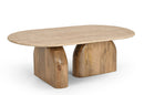 Modrest Kellison - Modern Travertine Marble + Wood Oval Coffee Table