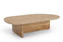Modrest Chisholm - Modern Travertine Marble + Wood Freeform Coffee Table