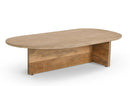Modrest Chisholm - Modern Travertine Marble + Wood Freeform Coffee Table