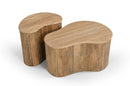 Modern Matador - Modern Travertine Marble + Wood Freeform Coffee Table Set