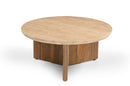 Modrest Pawnee - Modern Travertine Marble + Wood Round Coffee Table