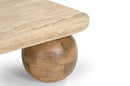 Modrest Seadrift - Modern Travertine Marble + Wood Square Coffee Table