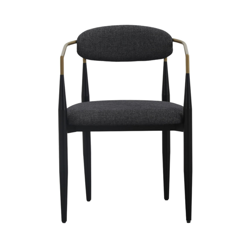Modrest Buchtel - Mid-Century Modern Dark Grey + Gold Arm + Black Dining Chair