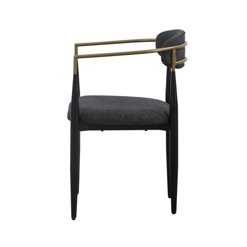 Modrest Buchtel - Mid-Century Modern Dark Grey + Gold Arm + Black Dining Chair