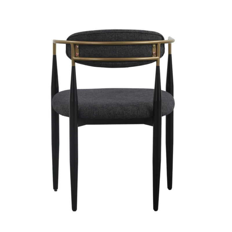 Modrest Buchtel - Mid-Century Modern Dark Grey + Gold Arm + Black Dining Chair