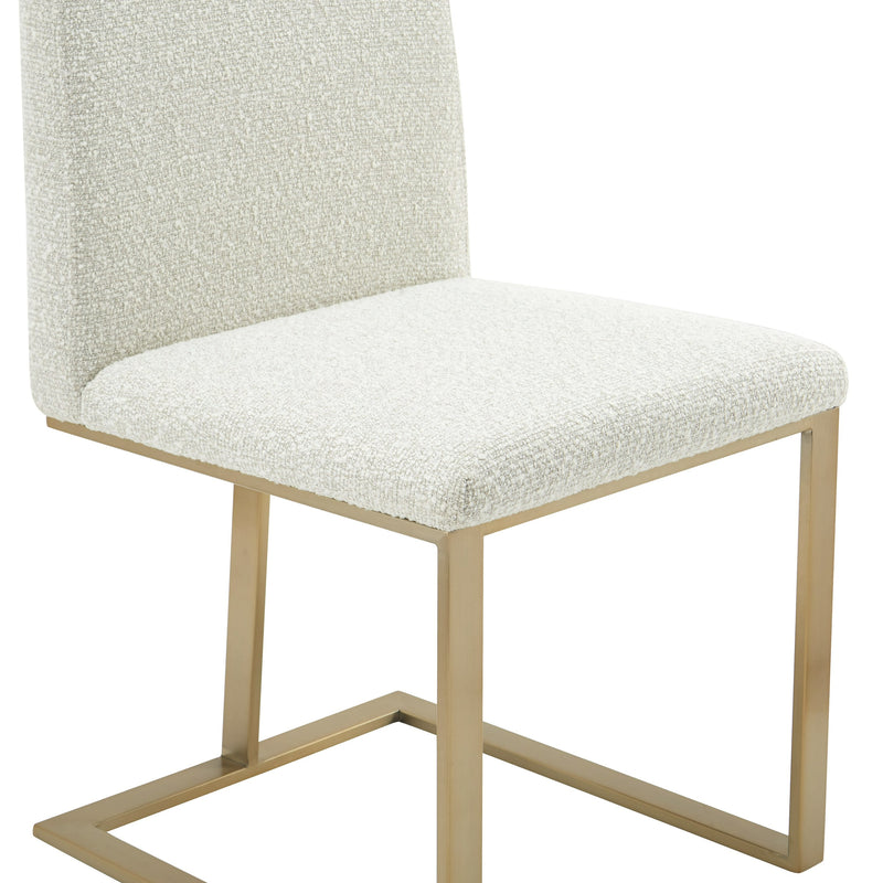 Modrest Frankie - Modern Off-White Fabric + Antique Brass Dining Chair