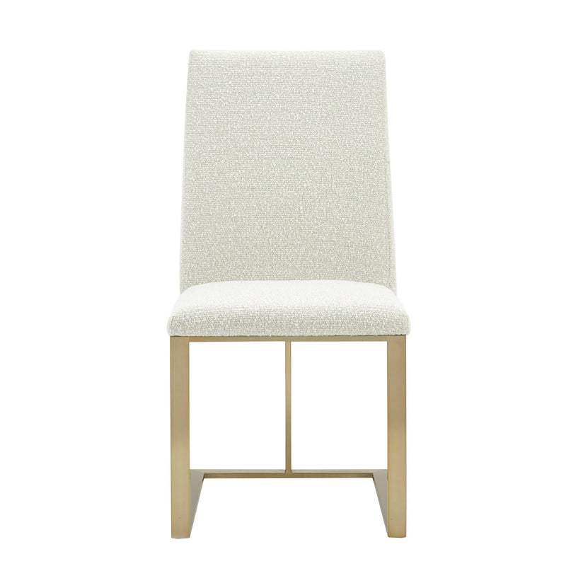Modrest Frankie - Modern Off-White Fabric + Antique Brass Dining Chair